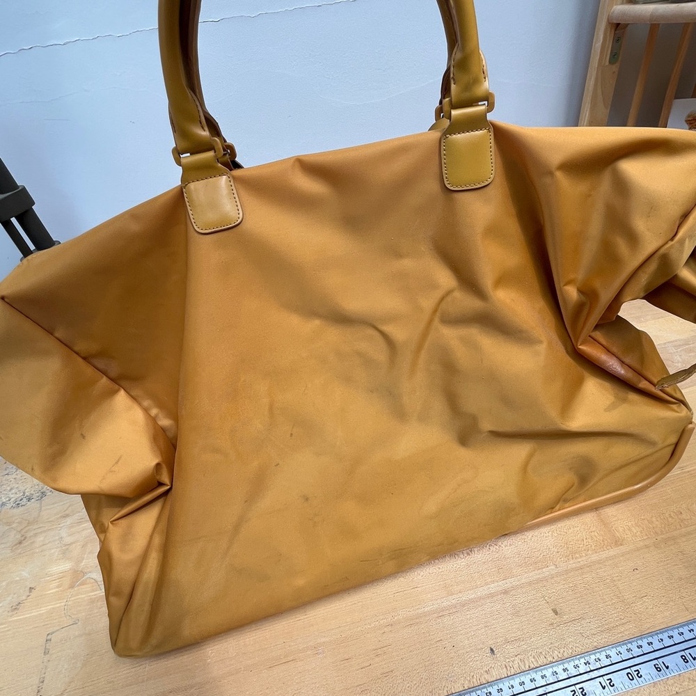 Chic Mustard Leather Rolling Tote Bag - Picture 12 of 16